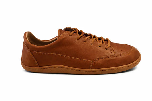 Brown leather sneaker on a white background