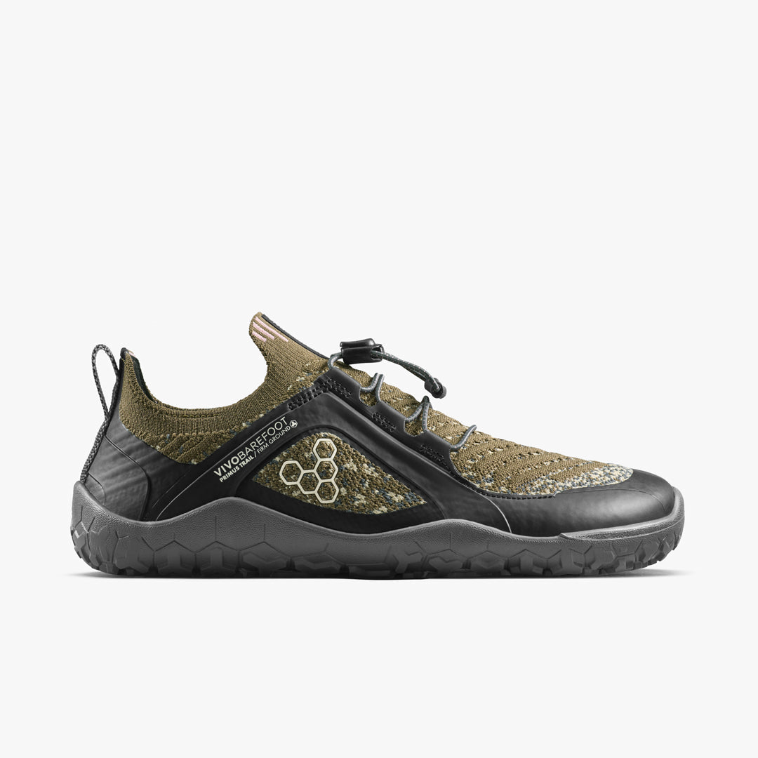 Vivobarefoot Primus Trail Knit FG Grounding Womens Dark Olive