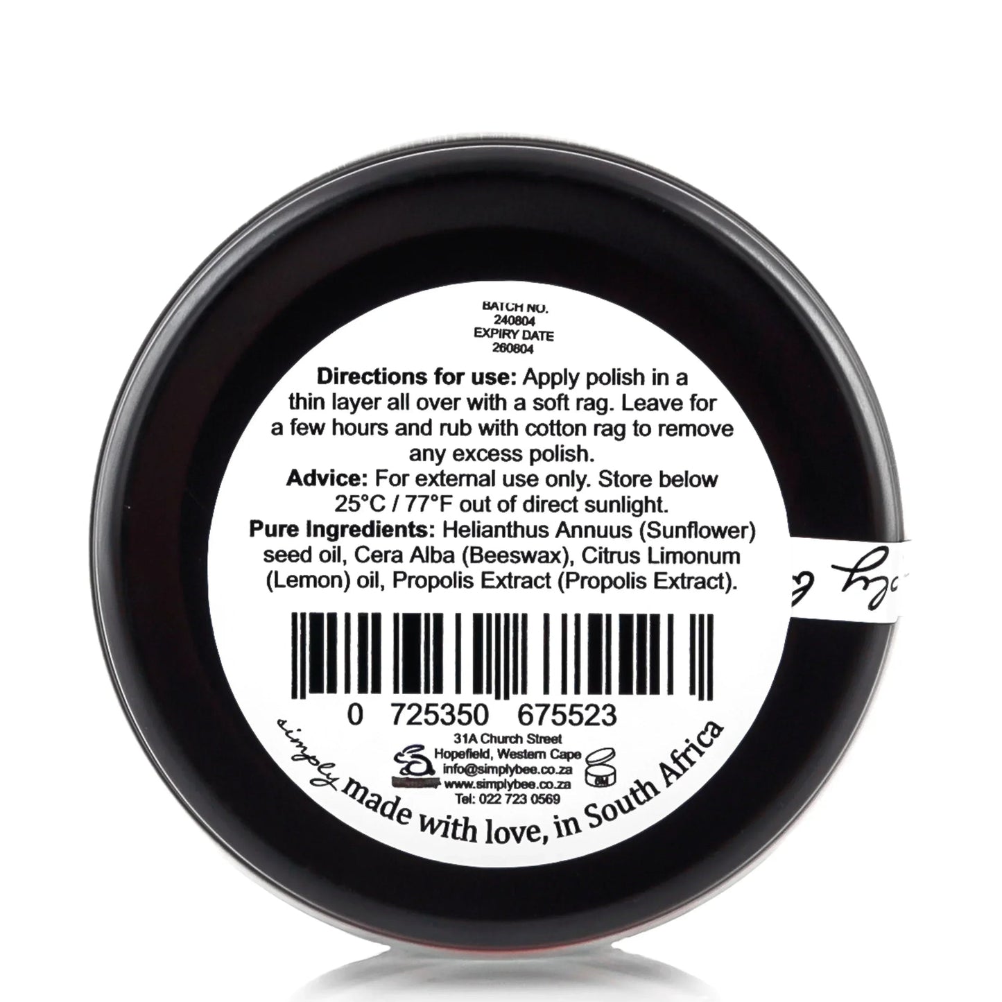 Simply Bee Natural Bees Wax Leather Polish 100g