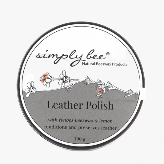 Simply Bee Natural Beeswax Leather Polish tin with fynbos beeswax and lemon, 100g
