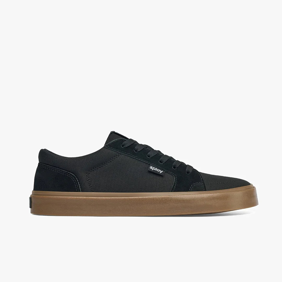 Black Splay Amsterdam low-top sneaker with gum sole on white background