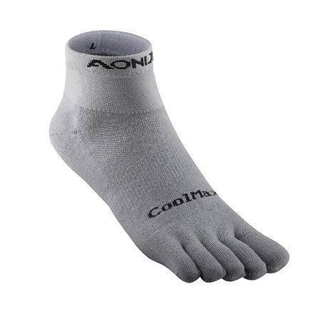 grey ankle-length toe socks with CoolMax logo and reinforced cuff