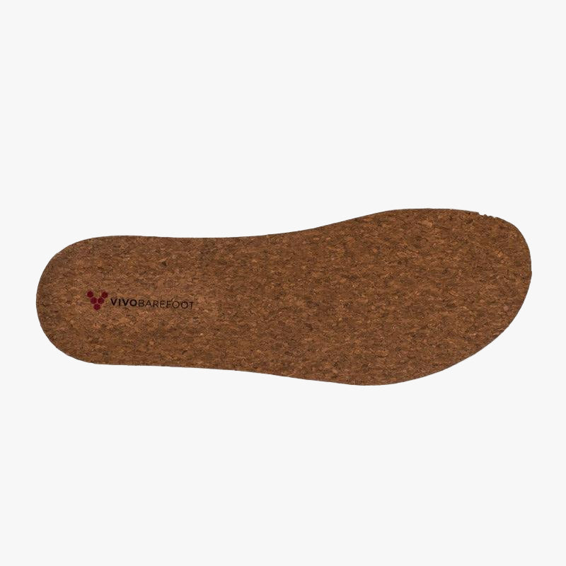 Vivobarefoot women's recycled cork insole with logo, eco-friendly shoe insert isolated on white